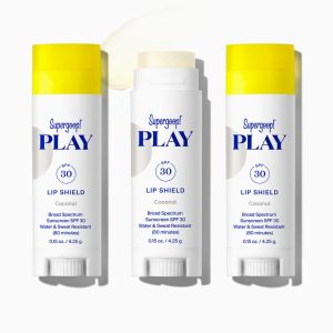 Supergoop! PLAY Lip Shield SPF 30 3-Pack (Coconut) - Water-Resistant Sunscreen Lip Balm with Avocado & Coconut Oil, Broad Spectrum UV Protection