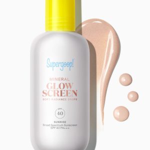 Supergoop! Mineral Glowscreen Soft-Radiance Drops SPF 40 1.7oz (Sunrise) - Tinted Mineral Sunscreen for Sensitive Skin, Glowy Finish
