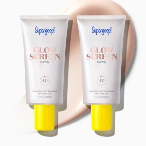 Supergoop! Glowscreen SPF 40 (Dawn) Duo - 2-Pack Pink Pearl Glow Tinted Sunscreen & Makeup Primer with Blue Light Protection