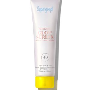 Supergoop! Mini Mineral Glowscreen SPF 40 (Golden Hour, 0.34 fl oz) - Tinted Mineral Sunscreen Drops with Bronze Radiant Glow, Travel Size, Broad Spectrum Protection
